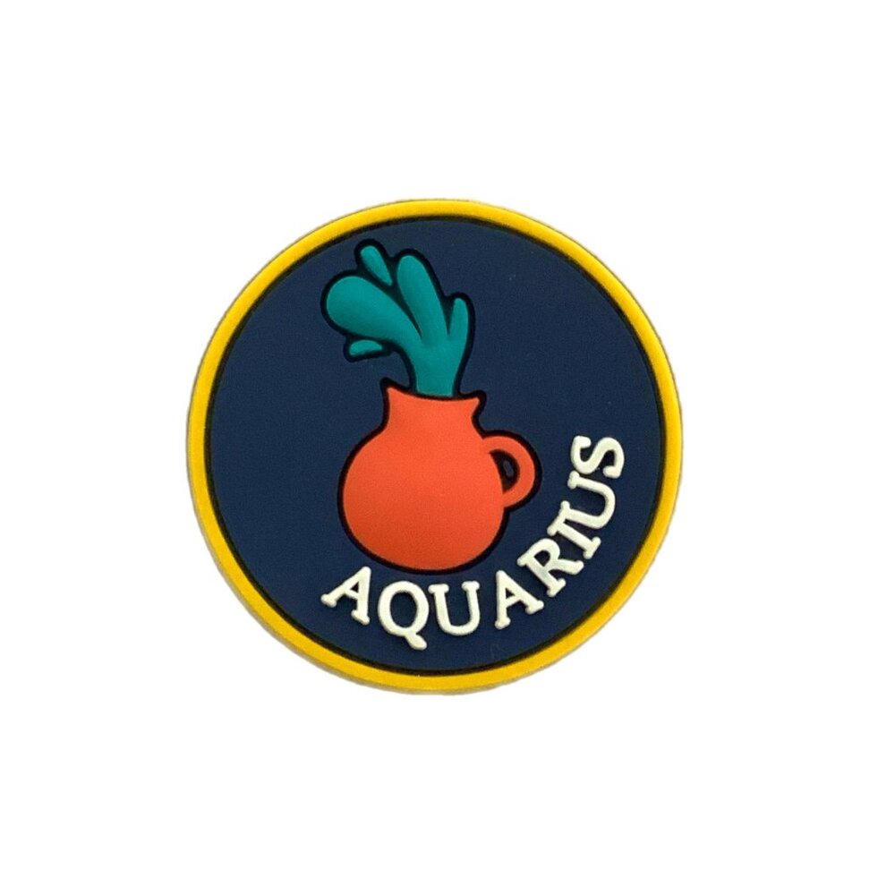 Aquarius Zodiac Sign Cartoon Blue Yellow Croc Charm